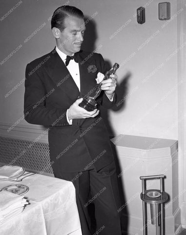 1939 Oscars Douglas Fairbanks Jr. and his Academy Award aa1939-03</br>Los Angeles Newspaper press pit reprints from original 4x5 negatives for Academy Awards.