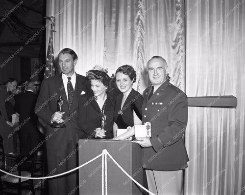 1941 Oscars Joan Fontainee Gary Cooper Mary Astor Donald Crisp aa1941-25</br>Los Angeles Newspaper press pit reprints from original 4x5 negatives for Academy Awards.