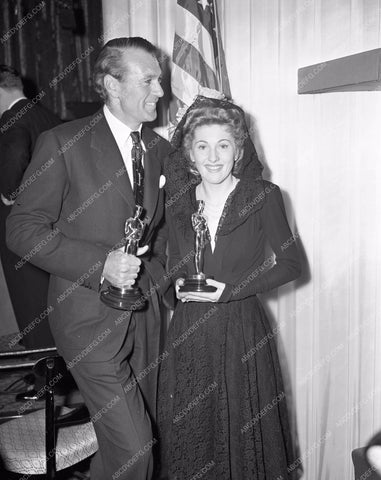 1941 Oscars Joan Fontainee Gary Cooper on stage Academy Awards aa1941-31</br>Los Angeles Newspaper press pit reprints from original 4x5 negatives for Academy Awards.