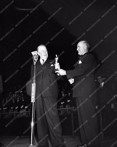 1943 Oscars Charles Coburn Donald Crisp on stage Academy Awards aa1943-03</br>Los Angeles Newspaper press pit reprints from original 4x5 negatives for Academy Awards.