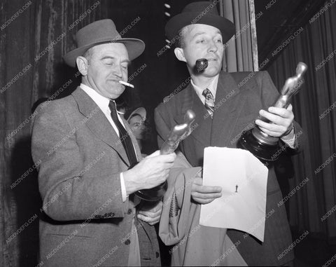 1945 Oscars Bing Crosby Barry Fitzgerald and statues Academy Awards aa1945-05</br>Los Angeles Newspaper press pit reprints from original 4x5 negatives for Academy Awards.