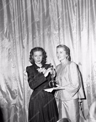 Oscars Joan Fontaine Cathy O'Donnell Academy Awards aa1946-17</br>Los Angeles Newspaper press pit reprints from original 4x5 negatives for Academy Awards.
