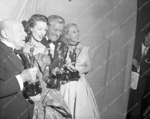1947 Oscars Edmund Gwenn Loretta Young Ronald Colman Celeste Holm aa1947-12</br>Los Angeles Newspaper press pit reprints from original 4x5 negatives for Academy Awards.