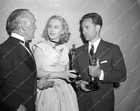1947 Oscars Donald Crisp Celeste Holm Elia Kazan Academy Awards aa1947-19</br>Los Angeles Newspaper press pit reprints from original 4x5 negatives for Academy Awards.