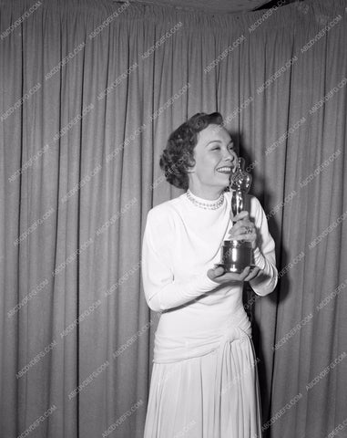 1948 Oscars Jane Wyman and her statue Academy Awards aa1948-18</br>Los Angeles Newspaper press pit reprints from original 4x5 negatives for Academy Awards.