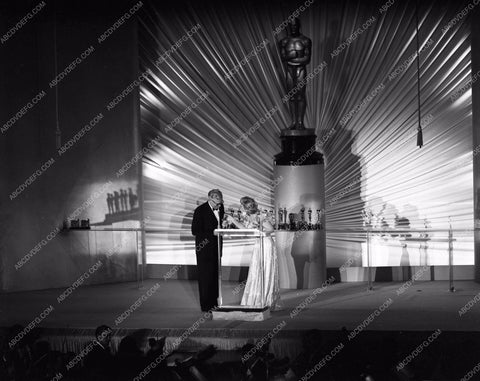 1949 Oscars stage shot of statues and ceremony Academy Awards aa1949-113</br>Los Angeles Newspaper press pit reprints from original 4x5 negatives for Academy Awards.
