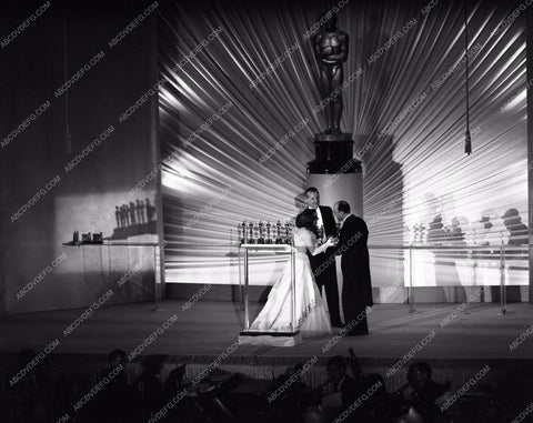 1949 Oscars stage shot of statues and ceremony Academy Awards aa1949-117</br>Los Angeles Newspaper press pit reprints from original 4x5 negatives for Academy Awards.