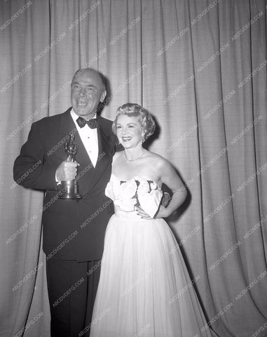 1949 Oscars Dean Jagger Claire Trevor on stage Academy Awards aa1949-11</br>Los Angeles Newspaper press pit reprints from original 4x5 negatives for Academy Awards.