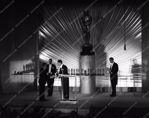1949 Oscars stage shot of statues and ceremony Academy Awards aa1949-120</br>Los Angeles Newspaper press pit reprints from original 4x5 negatives for Academy Awards.