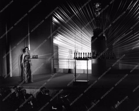 1949 Oscars stage shot of statues and ceremony Academy Awards aa1949-124</br>Los Angeles Newspaper press pit reprints from original 4x5 negatives for Academy Awards.