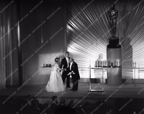 1949 Oscars stage shot of statues and ceremony Academy Awards aa1949-127</br>Los Angeles Newspaper press pit reprints from original 4x5 negatives for Academy Awards.