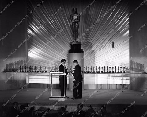 1949 Oscars stage shot of statues and ceremony Academy Awards aa1949-128</br>Los Angeles Newspaper press pit reprints from original 4x5 negatives for Academy Awards.