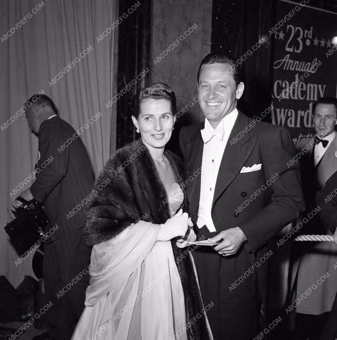 1949 Oscars William Holden Brenda Marshall arrive Academy Awards aa1949-68</br>Los Angeles Newspaper press pit reprints from original 4x5 negatives for Academy Awards.