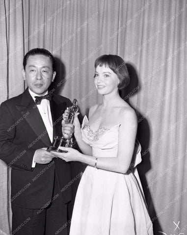 1951 Oscars Leslie Caron presents foreign film Academy Award aa1951-10</br>Los Angeles Newspaper press pit reprints from original 4x5 negatives for Academy Awards.