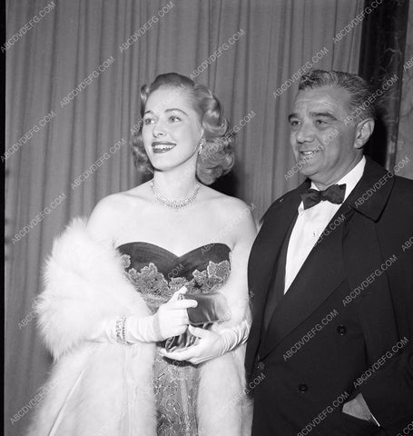 1951 Oscars Eleanor Parker and date Academy Awards aa1951-47</br>Los Angeles Newspaper press pit reprints from original 4x5 negatives for Academy Awards.
