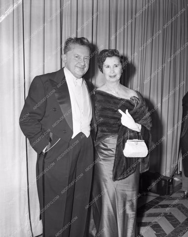 1952 Oscars Jean Hersholt and wife arriving Academy Awards aa1952-12</br>Los Angeles Newspaper press pit reprints from original 4x5 negatives for Academy Awards.