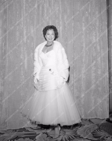 1953 Oscars Merle Oberon fashion Academy Awards aa1953-24</br>Los Angeles Newspaper press pit reprints from original 4x5 negatives for Academy Awards.