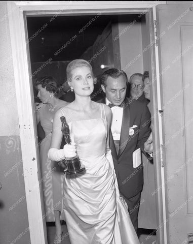 1954 Oscars Grace Kelly candid Academy Awards aa1954-41</br>Los Angeles Newspaper press pit reprints from original 4x5 negatives for Academy Awards.