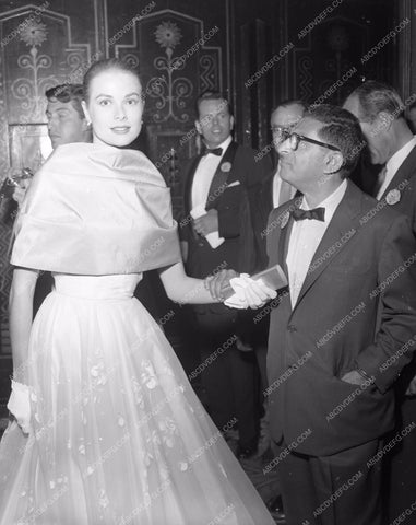 1954 Oscars Grace Kelly arriving Academy Awards aa1954-52</br>Los Angeles Newspaper press pit reprints from original 4x5 negatives for Academy Awards.