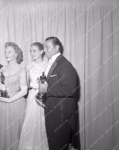 1955 Oscars Jo Van Fleet Grace Kelly Ernest Borgnine aa1955-16</br>Los Angeles Newspaper press pit reprints from original 4x5 negatives for Academy Awards.