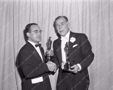 1956 Oscars technical folks and their statues Academy Awards aa1956-06</br>Los Angeles Newspaper press pit reprints from original 4x5 negatives for Academy Awards.
