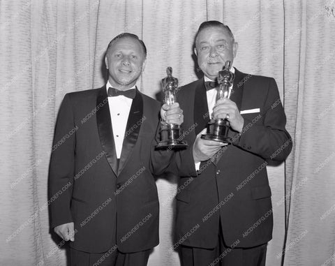 1956 Oscars technical folks and their statues Academy Awards aa1956-13</br>Los Angeles Newspaper press pit reprints from original 4x5 negatives for Academy Awards.