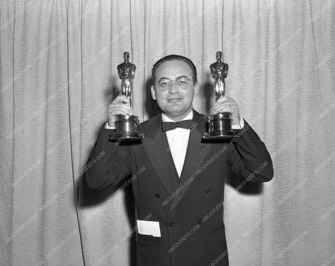 1956 Oscars technical folks and their statues Academy Awards aa1956-16</br>Los Angeles Newspaper press pit reprints from original 4x5 negatives for Academy Awards.