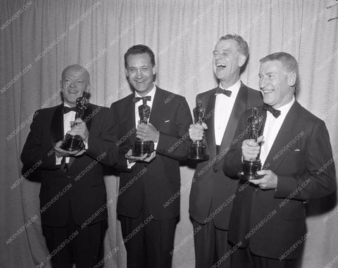 1956 Oscars technical folks and their statues Academy Awards aa1956-19</br>Los Angeles Newspaper press pit reprints from original 4x5 negatives for Academy Awards.