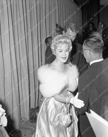 1957 Oscars Sandra Dee arriving Academy Awards aa1956-45</br>Los Angeles Newspaper press pit reprints from original 4x5 negatives for Academy Awards.