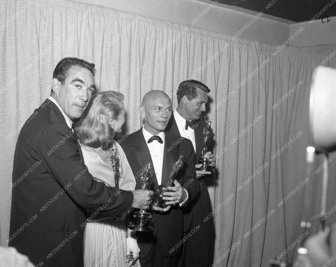 1957 Oscars Anthony Quinn Cary Grant Yul Brynner Academy Awards aa1956-46</br>Los Angeles Newspaper press pit reprints from original 4x5 negatives for Academy Awards.