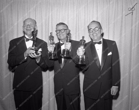 1957 Oscars technical folks and statues Academy Awards aa1956-54</br>Los Angeles Newspaper press pit reprints from original 4x5 negatives for Academy Awards.