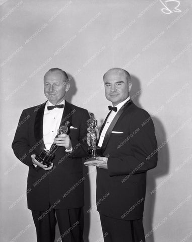 1958 Oscars technical folks and their statues Academy Awards aa1958-20</br>Los Angeles Newspaper press pit reprints from original 4x5 negatives for Academy Awards.