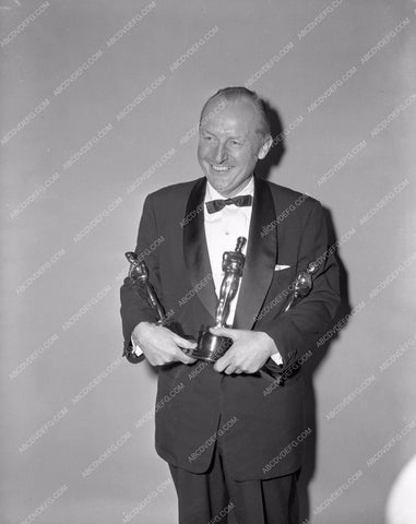 1958 Oscars technical folks and their statues Academy Awards aa1958-45</br>Los Angeles Newspaper press pit reprints from original 4x5 negatives for Academy Awards.