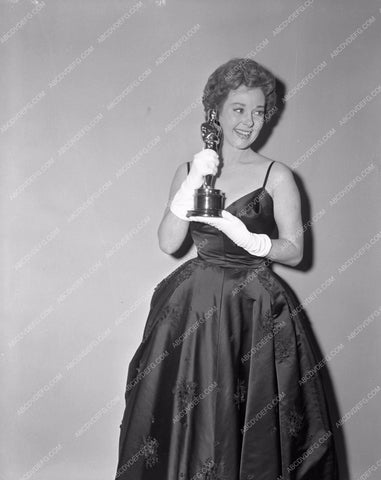 1958 Oscars Susan Hayward and her statue Academy Awards aa1958-64</br>Los Angeles Newspaper press pit reprints from original 4x5 negatives for Academy Awards.