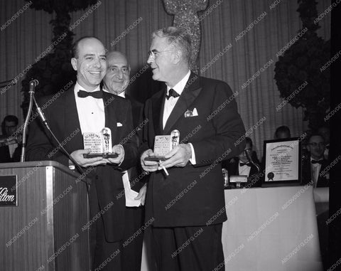 1959 Oscars technical folks and their statues Academy Awards aa1959-60</br>Los Angeles Newspaper press pit reprints from original 4x5 negatives for Academy Awards.