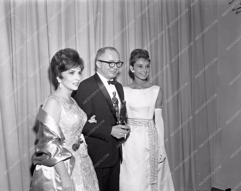 1960 Oscars Gina Lollobrigida Billy Wilder Audrey Hepburn Academy aa1960-05</br>Los Angeles Newspaper press pit reprints from original 4x5 negatives for Academy Awards.