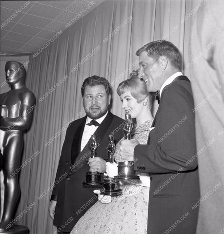 1960 Oscars Peter Ustinov Burt Lancaster Academy Awards aa1960-81</br>Los Angeles Newspaper press pit reprints from original 4x5 negatives for Academy Awards.