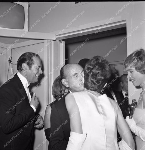 1964 Oscars Jack Warner Rex Harrison Julie Andrews Audrey Hepburn aa1965-12</br>Los Angeles Newspaper press pit reprints from original 4x5 negatives for Academy Awards.