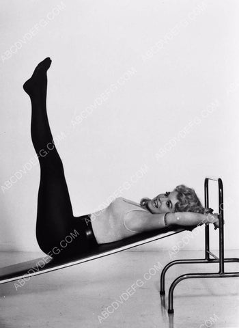 Donna Douglas in leotards getting ready for workout 8b20-0190