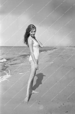 French actress Michelle Mercier in swimsuit at the beach 8b20-0481