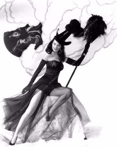 Dusty Anderson sexy witch on broom Halloween pinup 8b20-11949