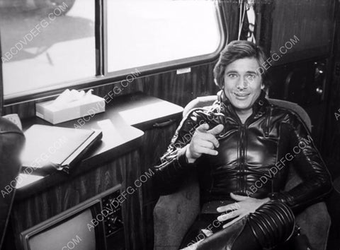 Dirk Benedict in his trailer wearing his tight leather outfit 8b20-12141