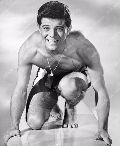 Frankie Avalon on his surfboard film Muscle Beach Party 8b20-12914