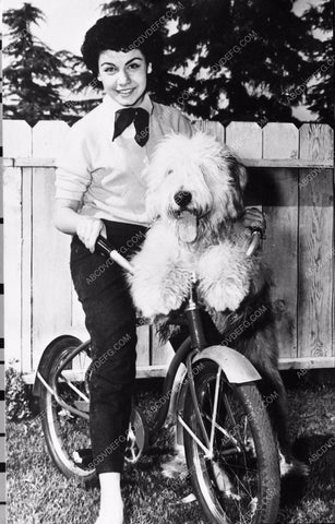 Annette Funicello goes for a bicycle ride with dog 8b20-13091