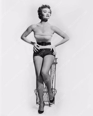 super hot Gloria Talbott in fishnets short shorts on bar stool 8b20-1479