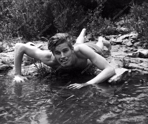 very young Charlton Heston drinking from the stream 8b20-15002