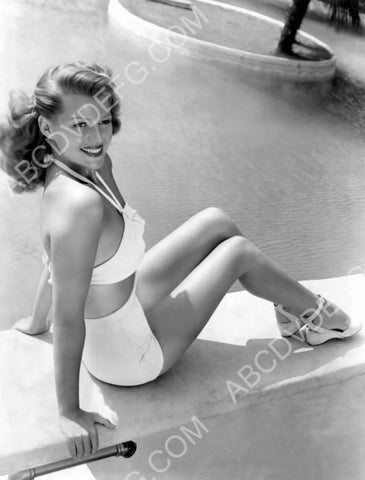 gorgeous Rita Hayworth sitting on the diving board 8b20-15208