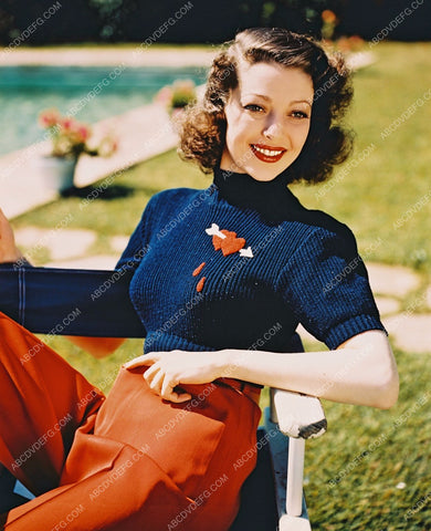 outdoors by the swimming pool Loretta Young portrait 8b20-1689