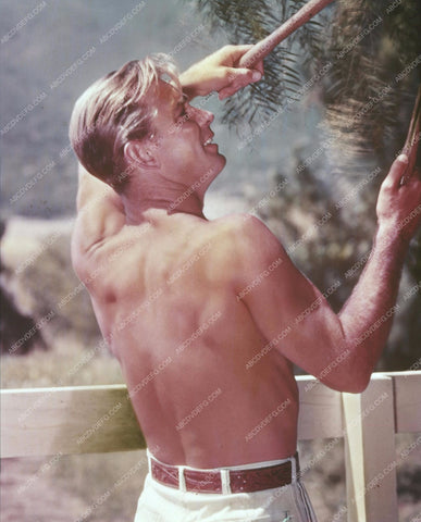 shirtless Alan Ladd does a little yard work at home 8b20-1841