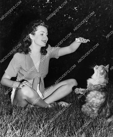 Rhonda Fleming playing w her cat 8b20-20722